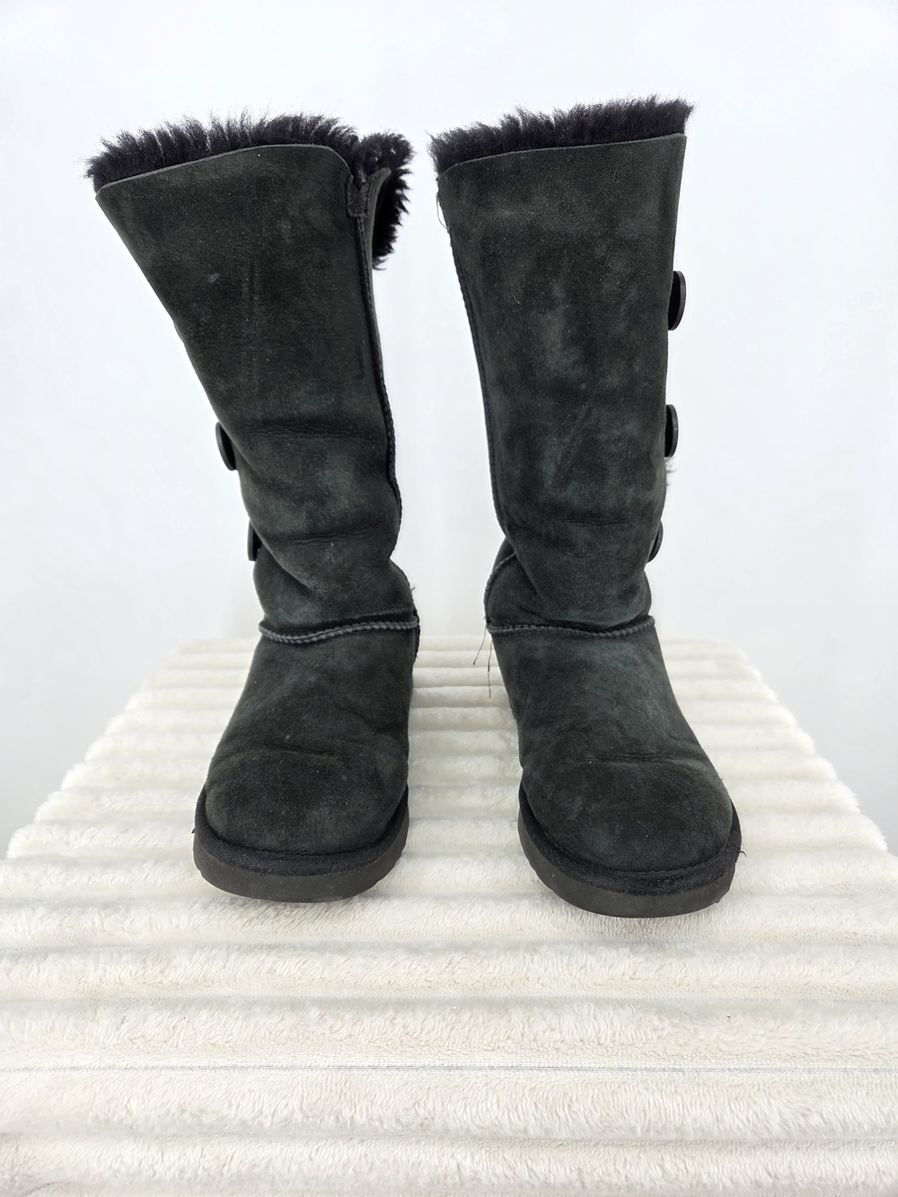UGG Black Suede Over-the-Knee Button Boots